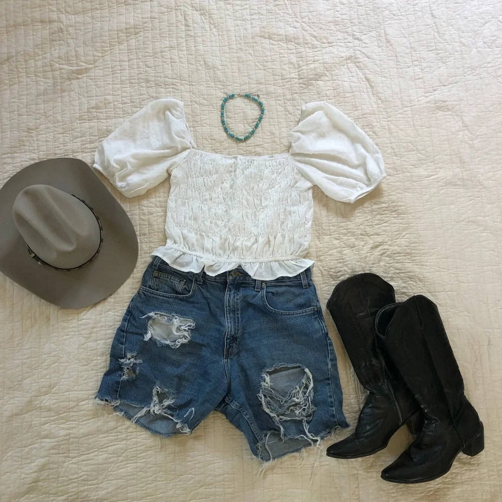 Style Envy White Puffed Sleeve Spring Blouse - Picture 6 of 7
